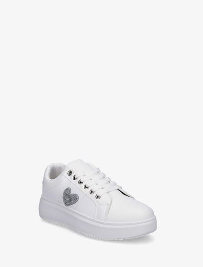 Sneakers à empiècement coeur strassé - Blanc - 2