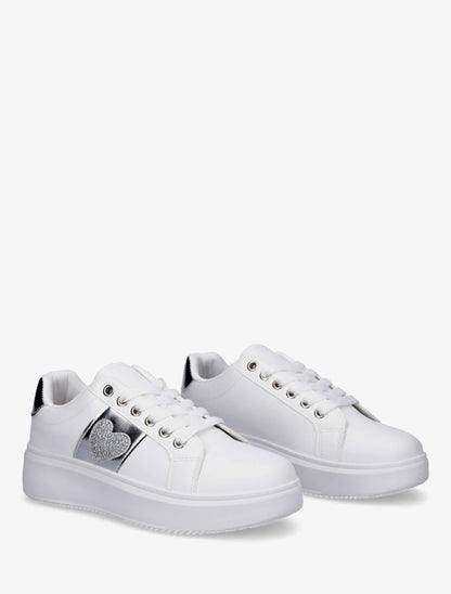 Sneakers à empiècement coeur strassé - Argent - 4