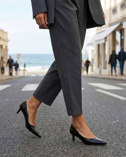 Escarpins en simili et bouts pointus - Noir