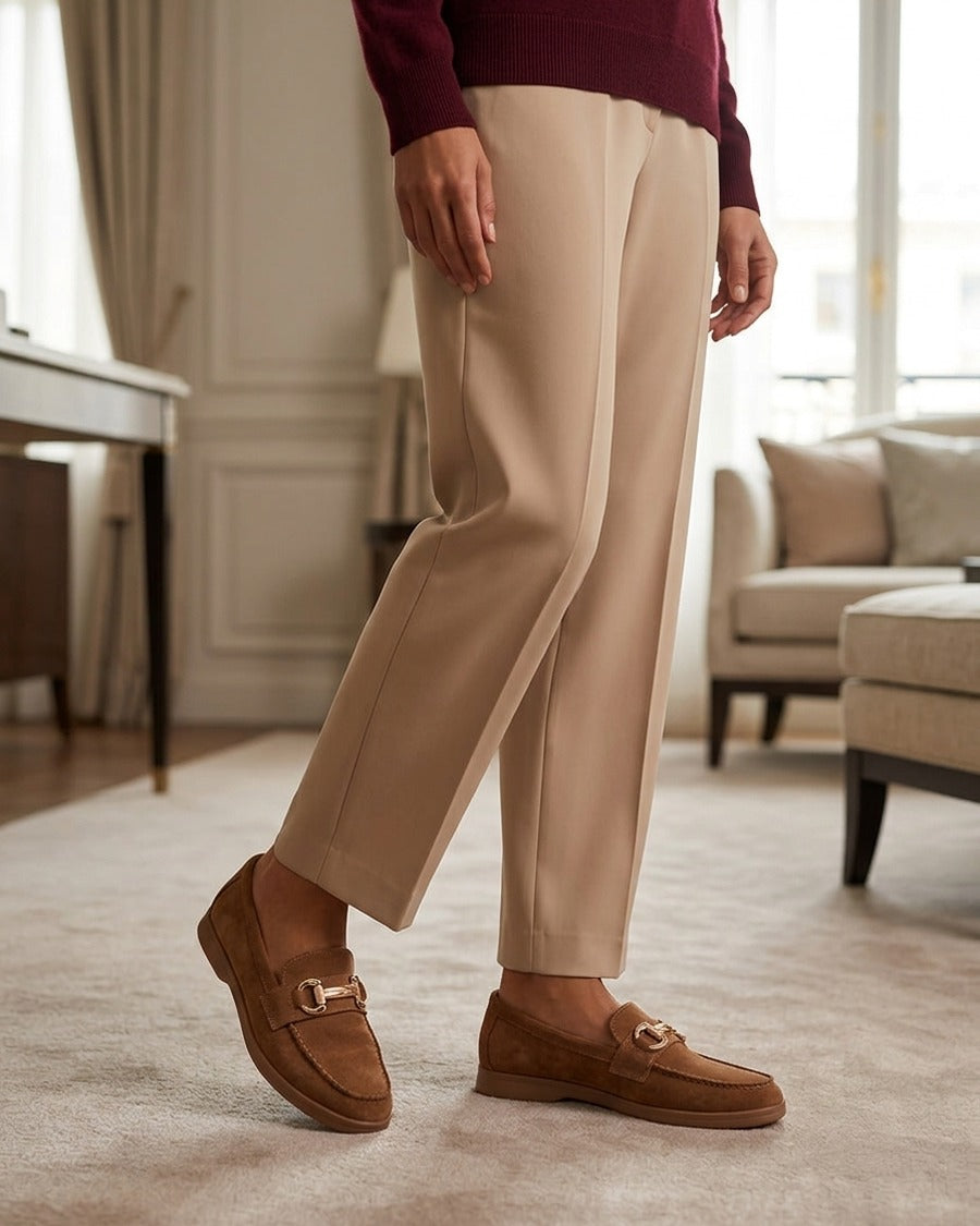 Mocassins unis en suédine - Camel
