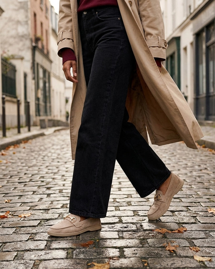 Mocassins unis en suédine - Beige