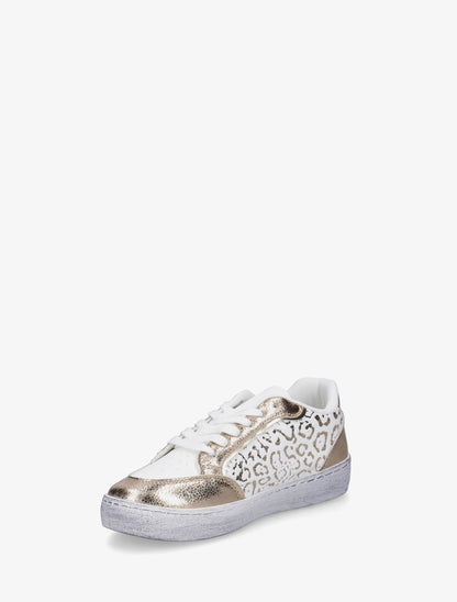 Sneakers bi-matière à imprimé léopard - Or - 3