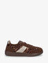 Sneakers à empiècement velours et semelle texturée - Marron foncé - 1