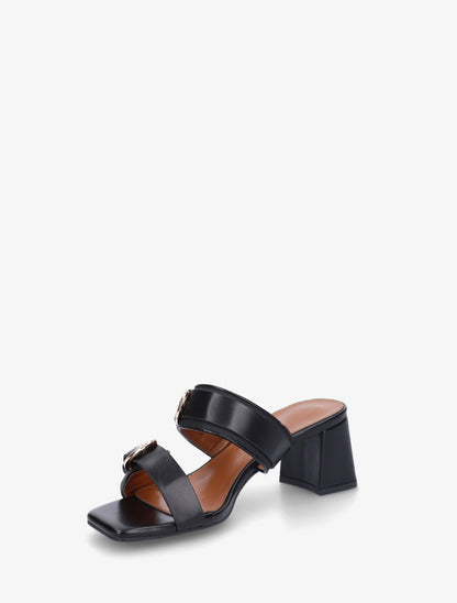 Mules en simili à double boucles - Noir - 3