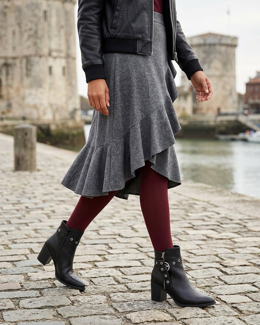 Bottines sanglées à bouts pointus - Noir
