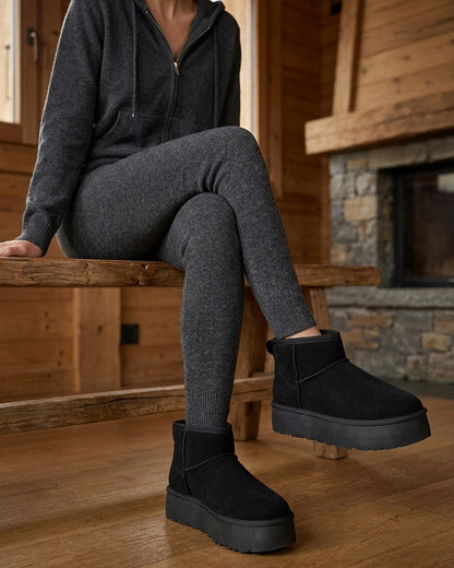 Bottines fourrées en suédine - Noir