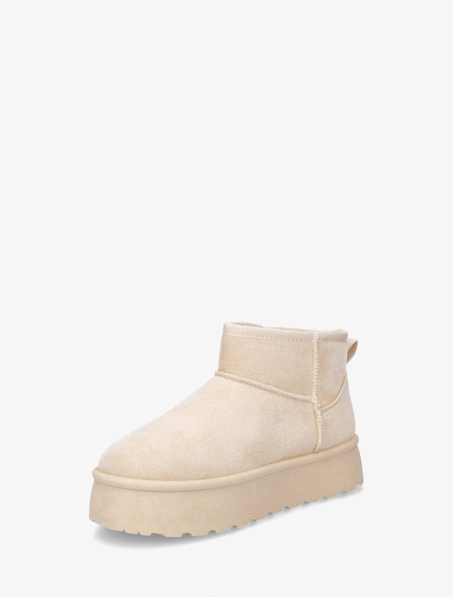 Bottines fourrées en suédine - Beige - 3