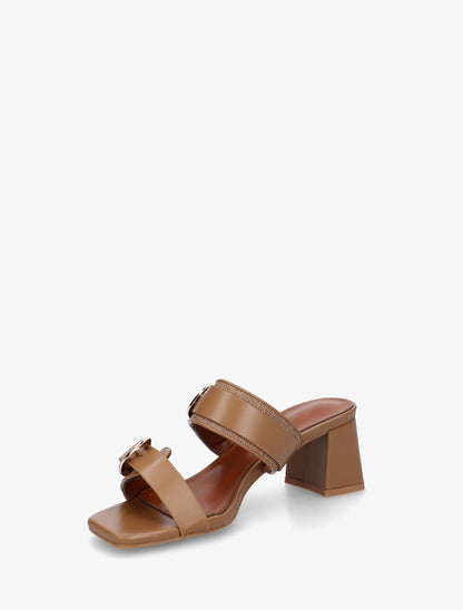 Mules en simili à double boucles - Taupe - 3