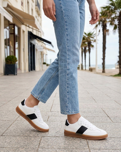 Sneakers unies à semelle caoutchouc - Blanc