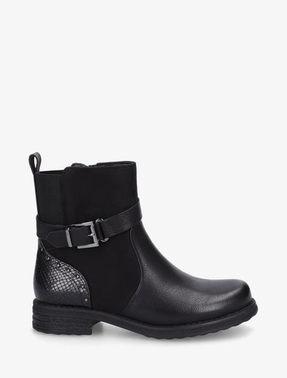 Bottines à sangle décorative et empiècement python - Noir - 1