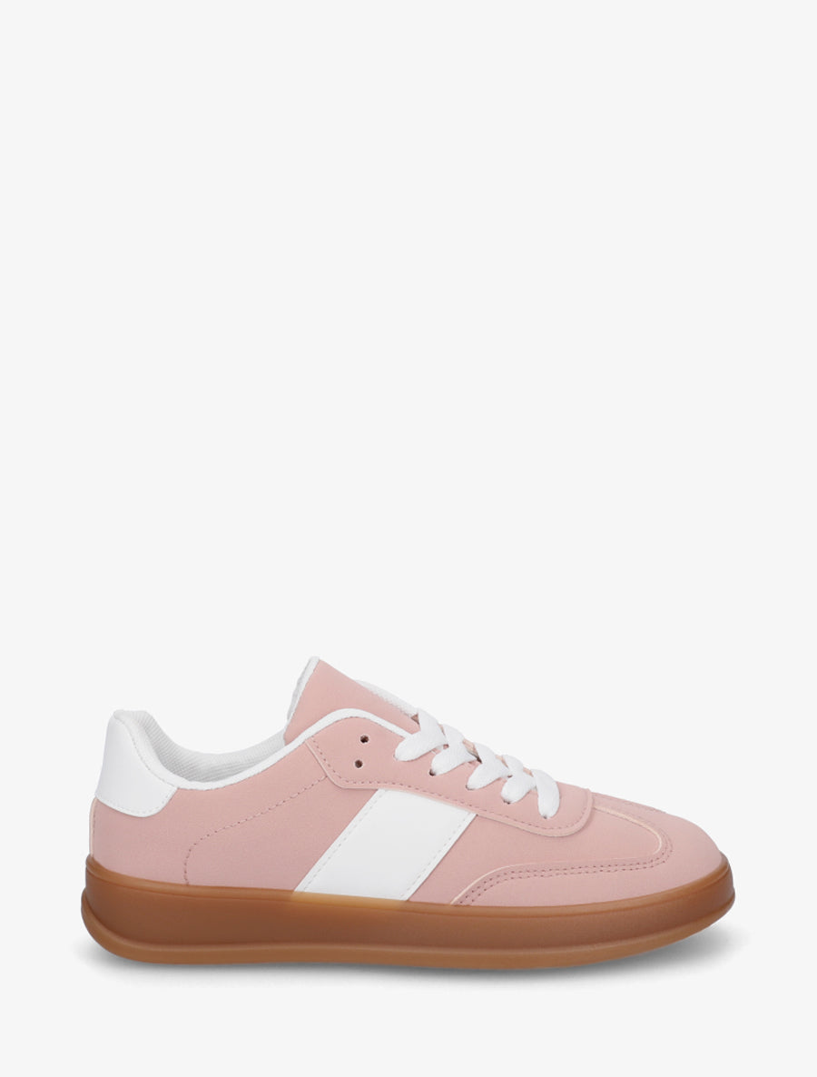 Sneakers unies à semelle caoutchouc - Rose - 1
