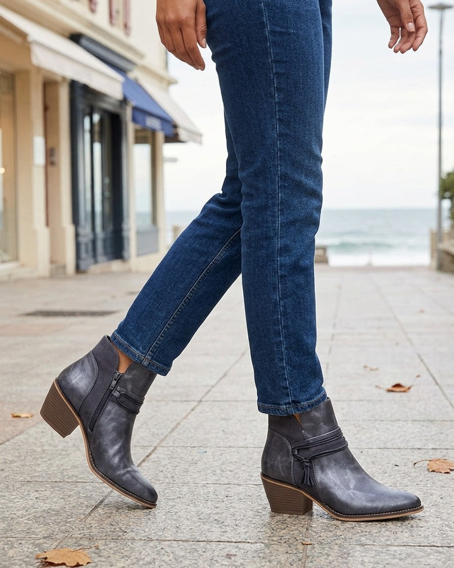 Bottines irisées à liens décoratifs - Bleu foncé