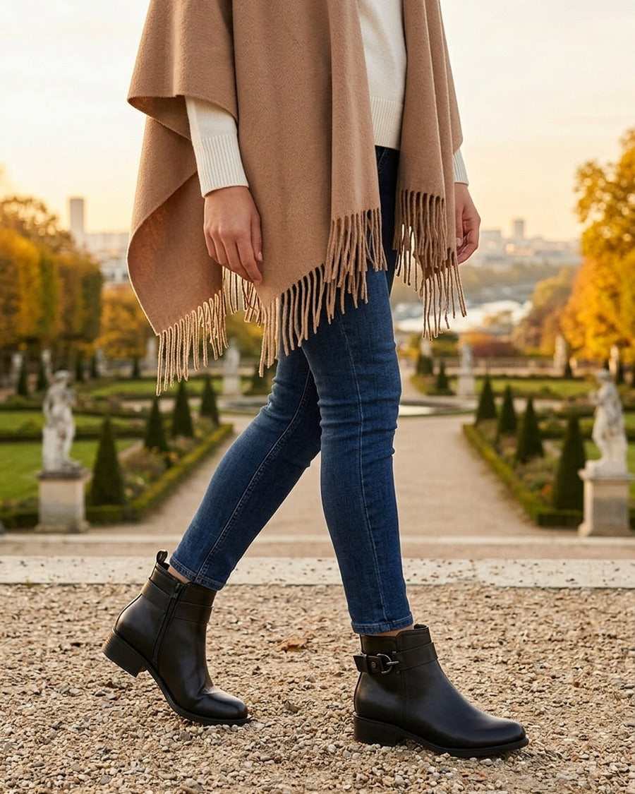 Bottines en simili à boucle métal fantaisie - Noir