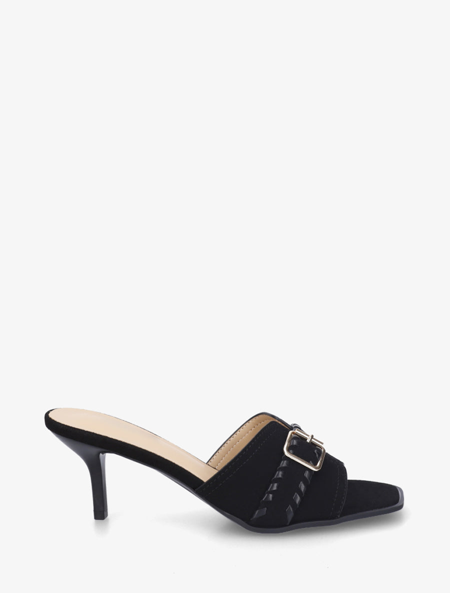 Mules en suédine à boucle - Noir - 1