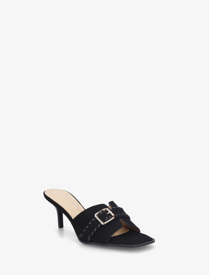 Mules en suédine à boucle - Noir - 2
