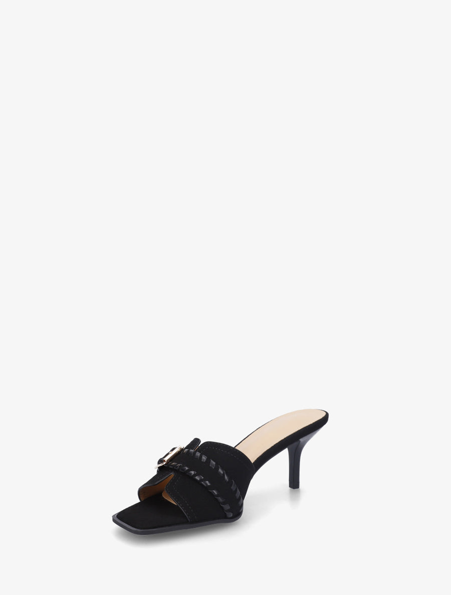 Mules en suédine à boucle - Noir - 3