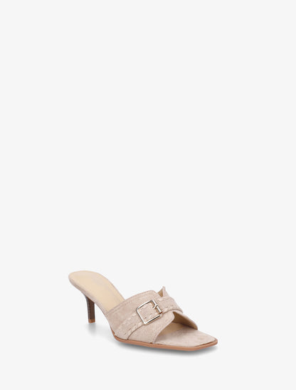 Mules en suédine à boucle - Beige - 2