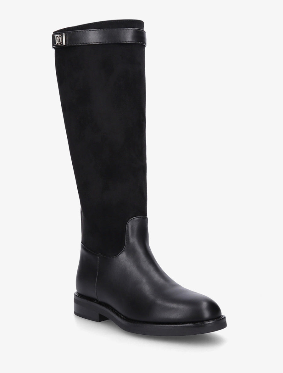 Bottes en suédine et simili - Noir - 2