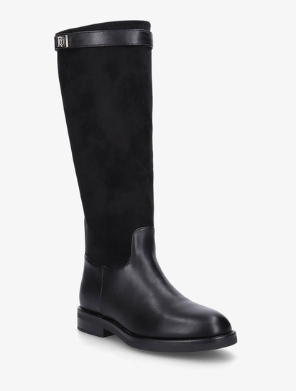 Bottes en suédine et simili - Noir - 2