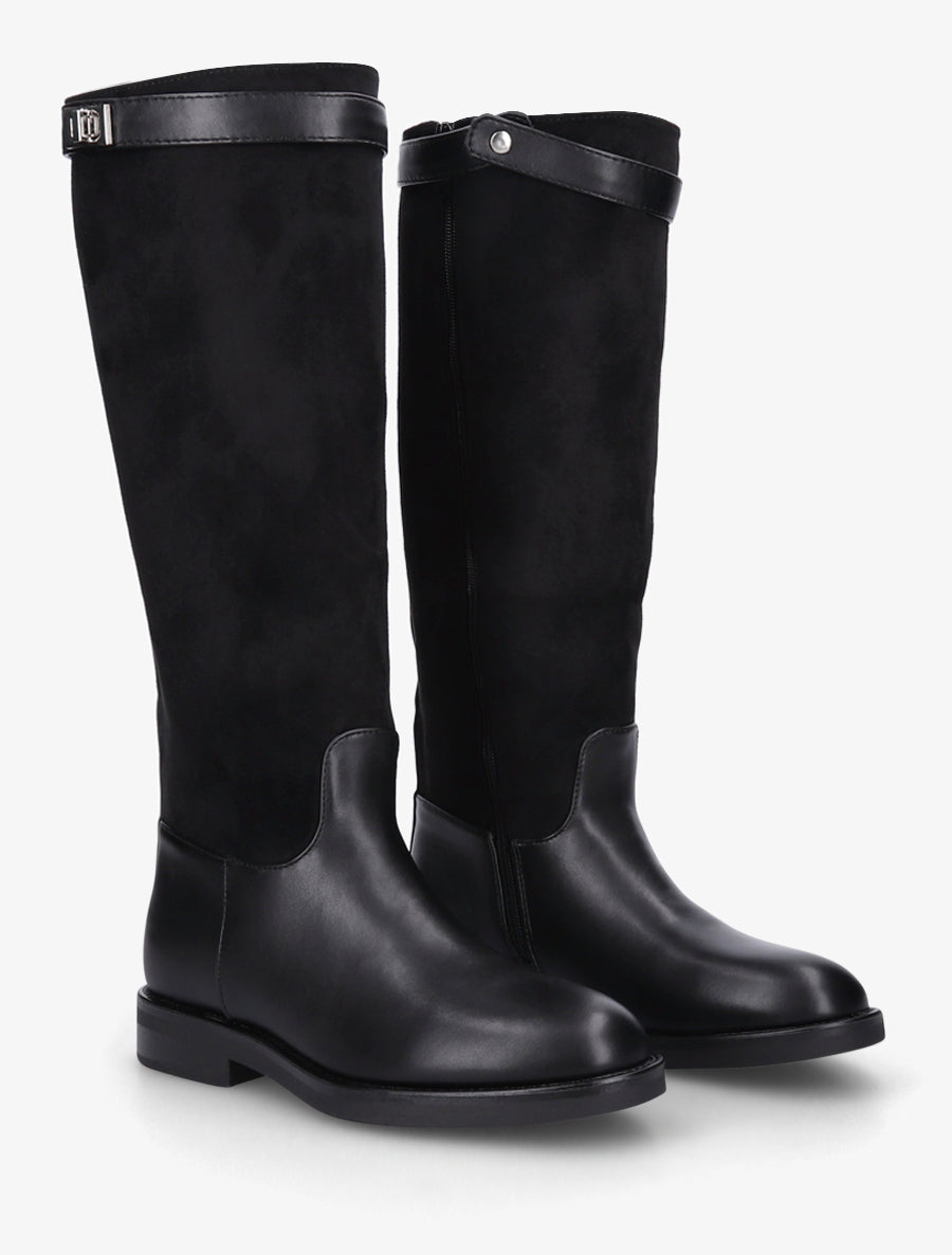 Bottes en suédine et simili - Noir - 4