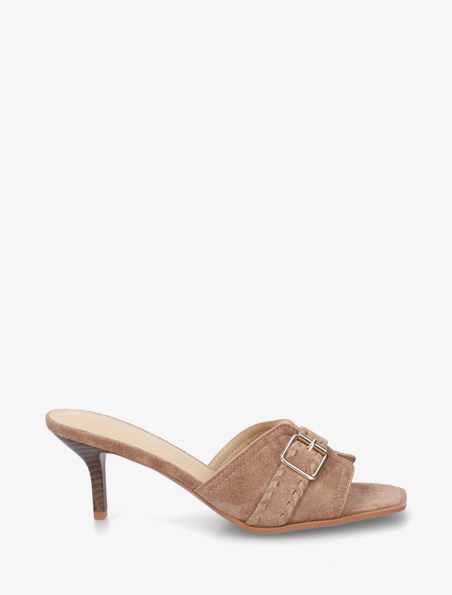 Mules en suédine à boucle - Taupe - 1