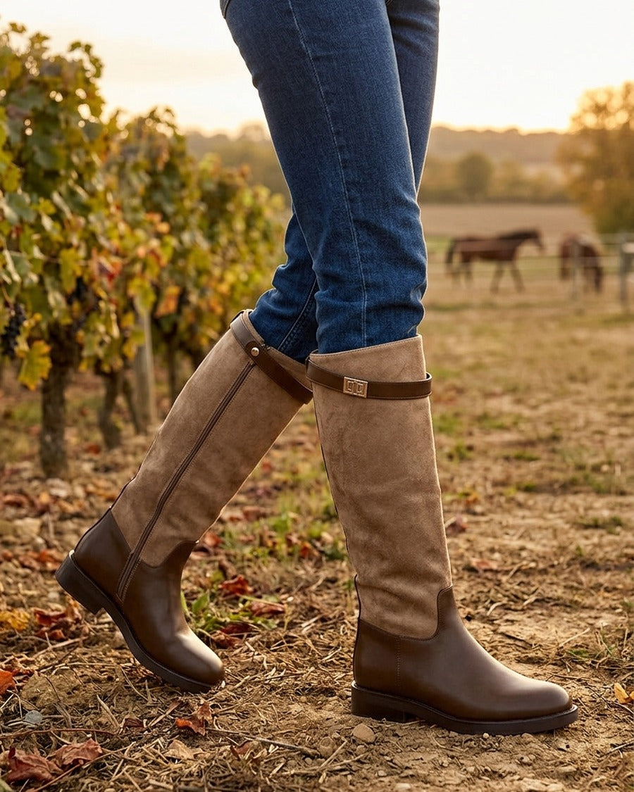 Bottes en suédine et simili - Taupe