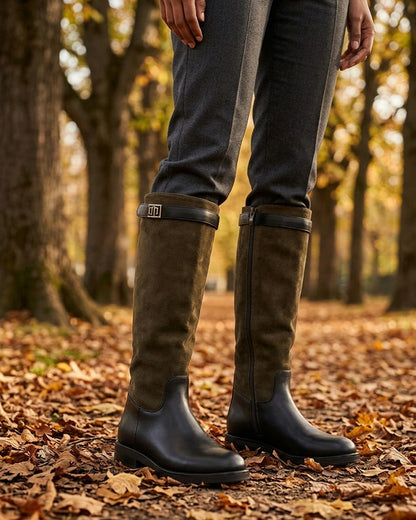 Bottes en suédine et simili - Kaki