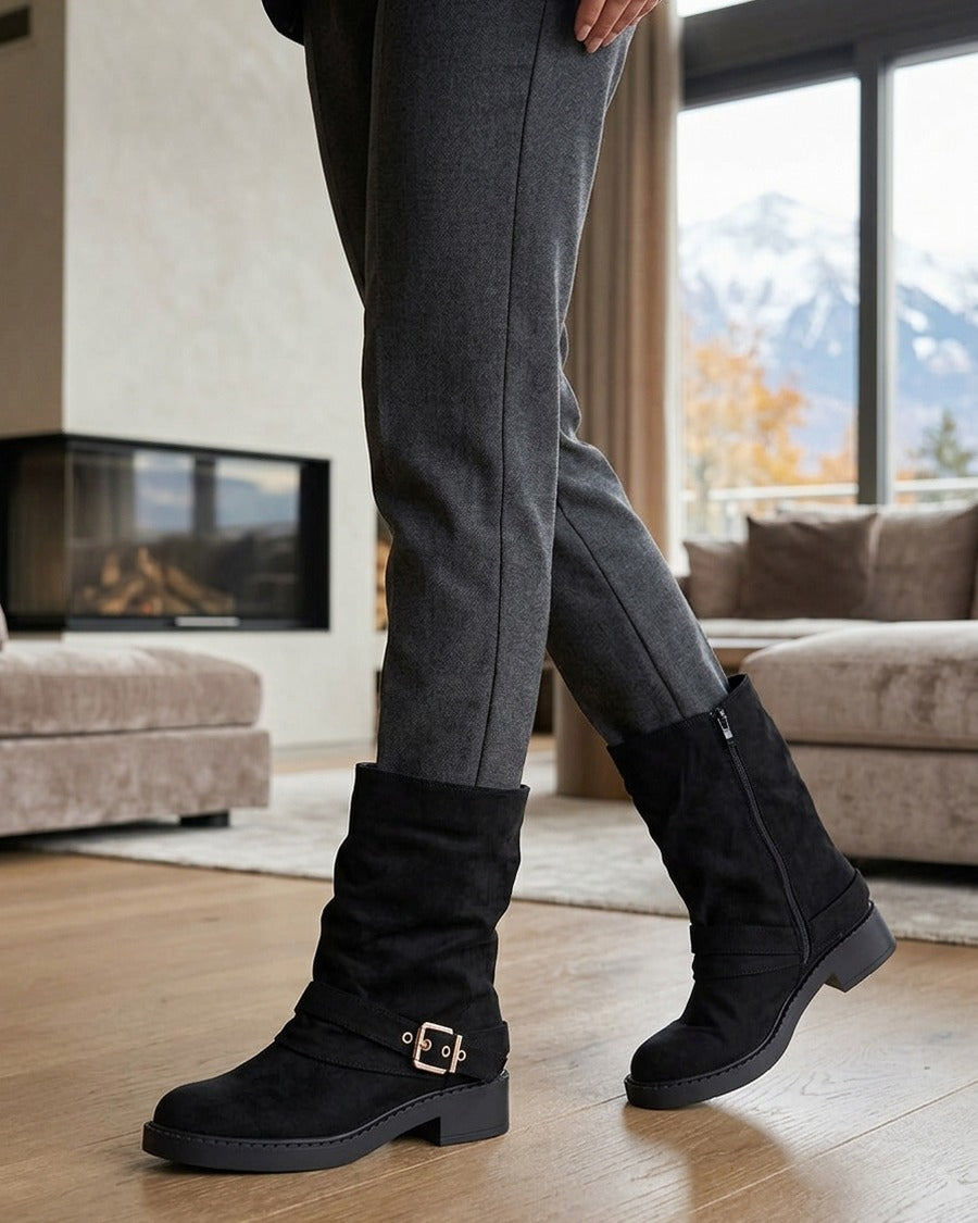 Bottines renversées en suédine - Noir