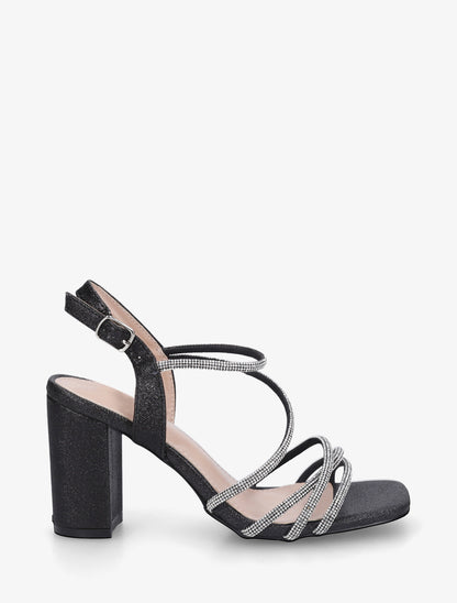 Sandales multibrides à strass - Noir - 1