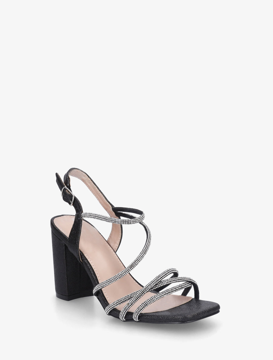 Sandales multibrides à strass - Noir - 2