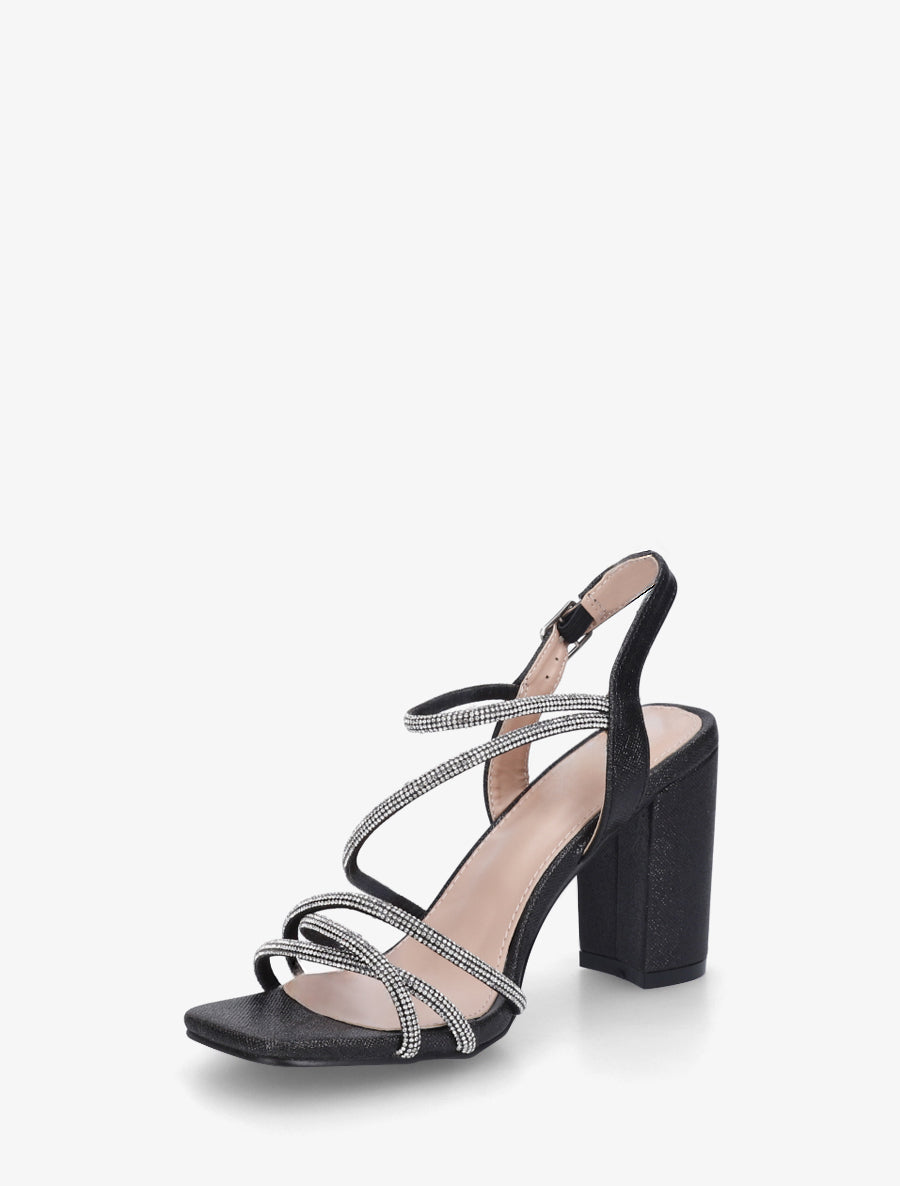 Sandales multibrides à strass - Noir - 3