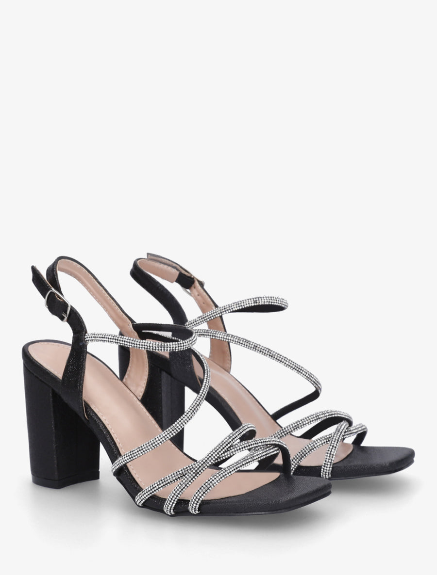 Sandales multibrides à strass - Noir - 4
