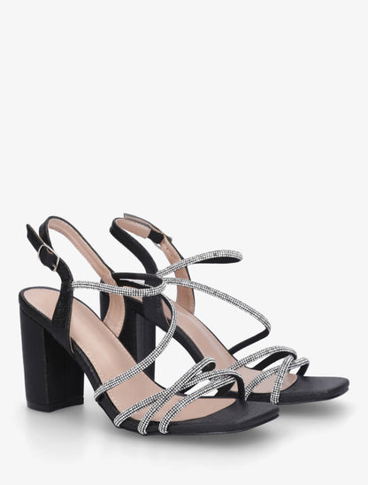 Sandales multibrides à strass - Noir - 4