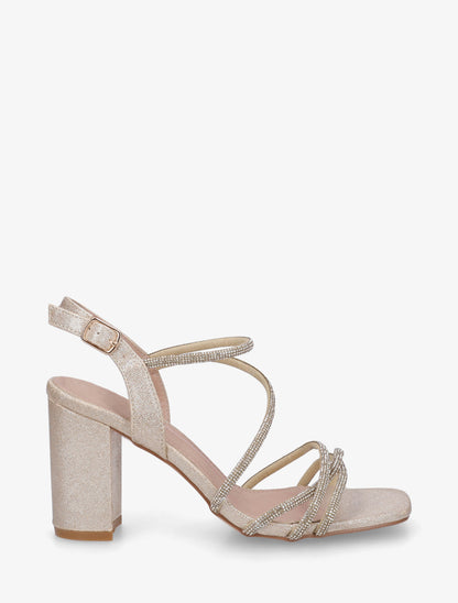 Sandales multibrides à strass - Or - 1