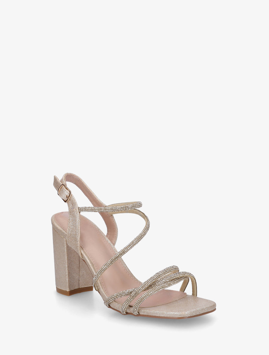 Sandales multibrides à strass - Or - 2