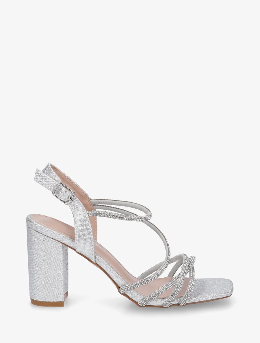 Sandales multibrides à strass - Argent - 1