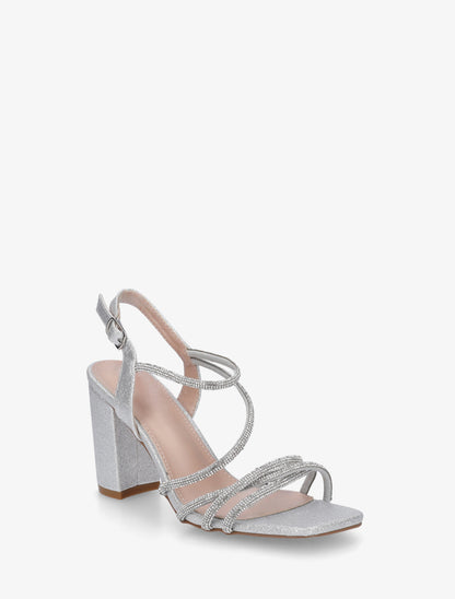 Sandales multibrides à strass - Argent - 2