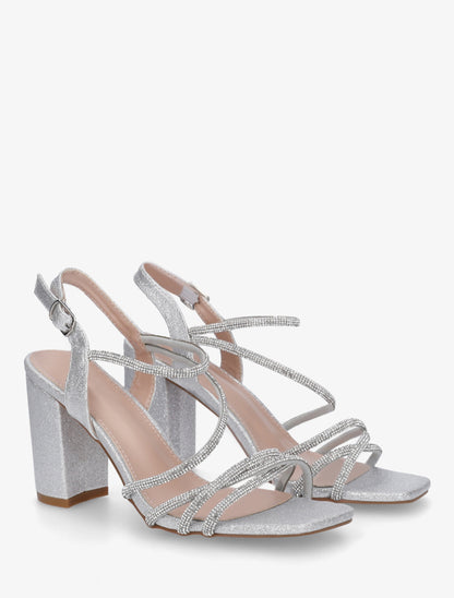 Sandales multibrides à strass - Argent - 4