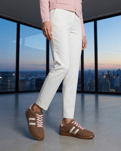 Sneakers effet nubuck à bandes contrastantes - Taupe