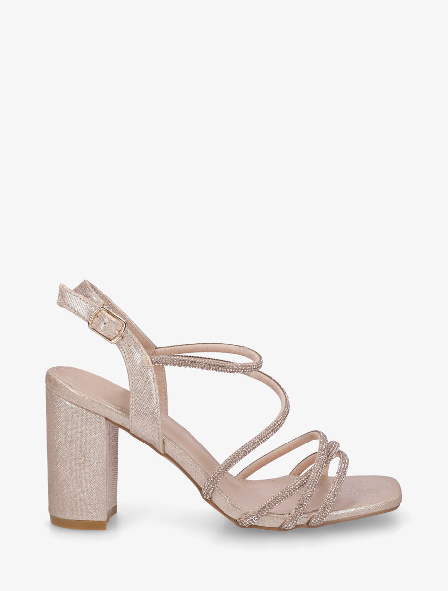 Sandales multibrides à strass - Rose gold - 1
