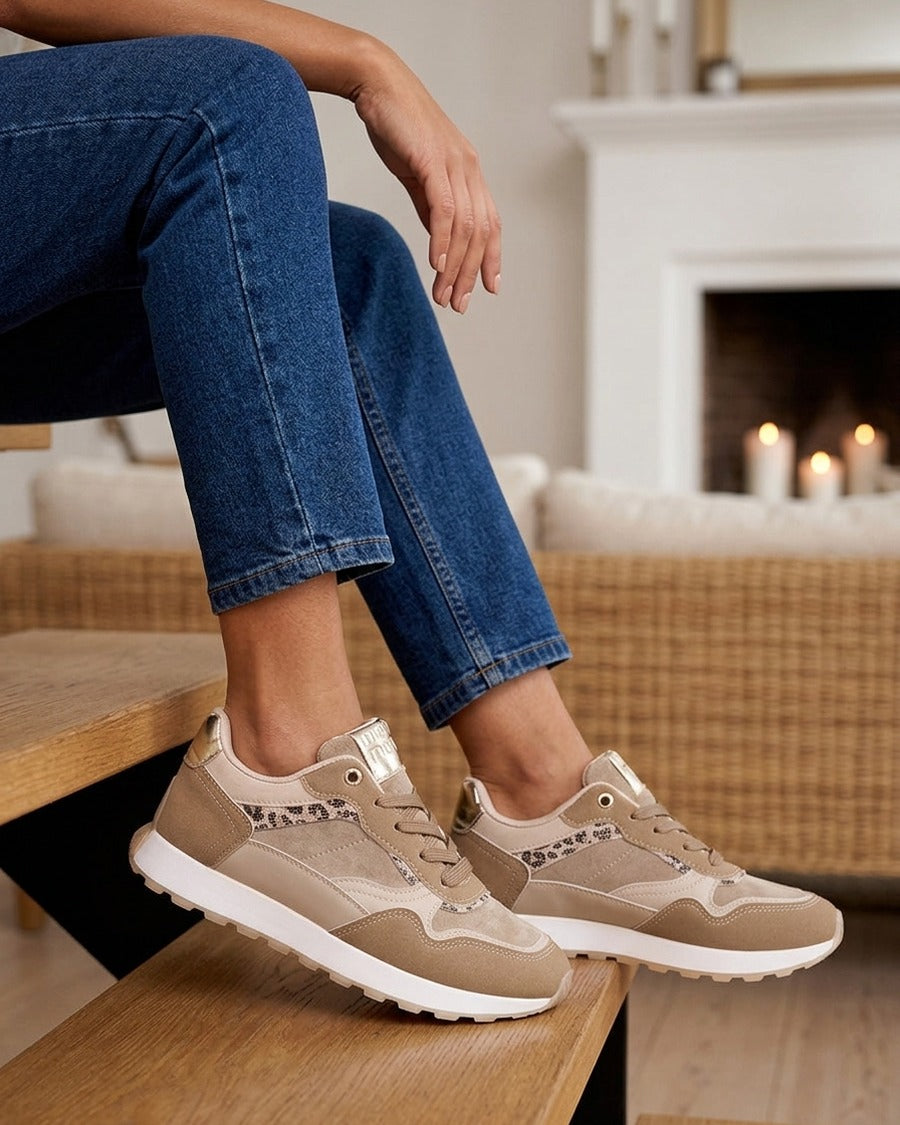 Sneakers à bandes contrastantes - Taupe