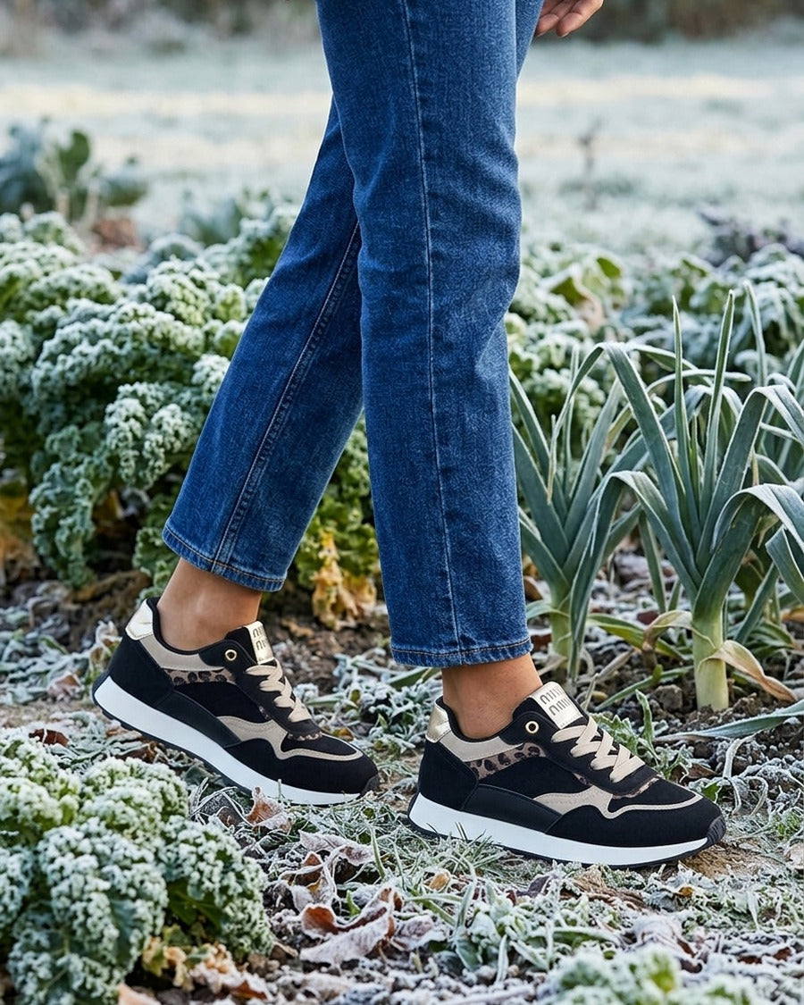Sneakers à bandes contrastantes - Noir