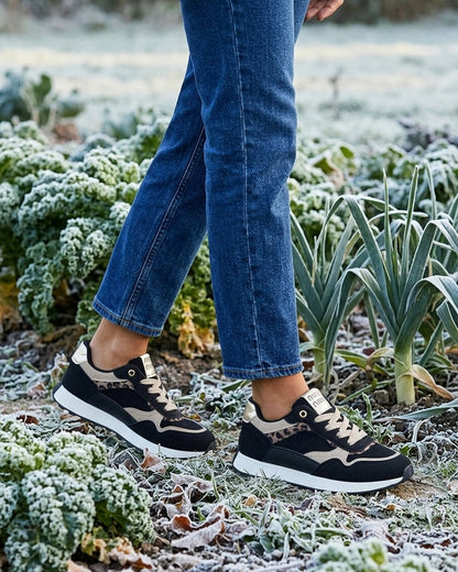 Sneakers à bandes contrastantes - Noir