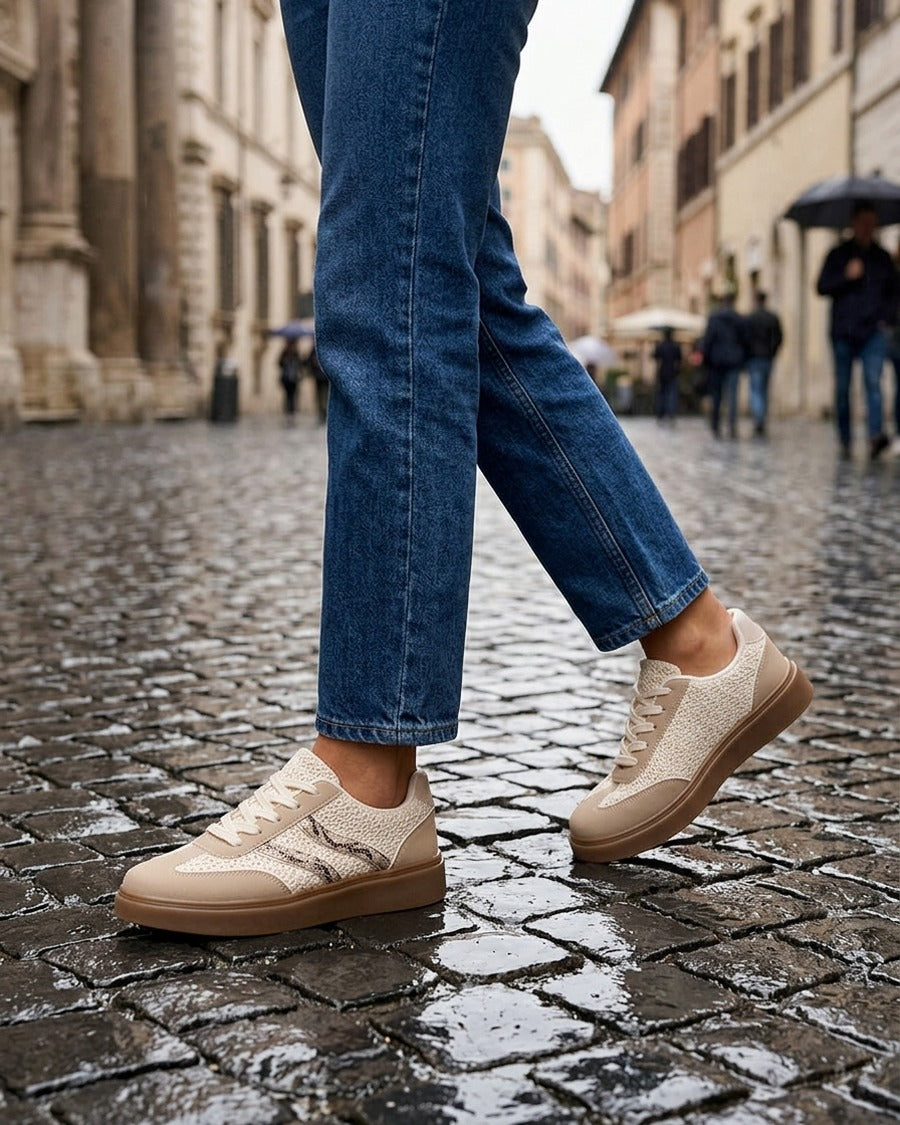 Baskets en crochet à bandes contrastantes - Taupe