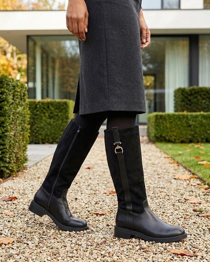 Bottes cavalière à boucle bijou - Noir