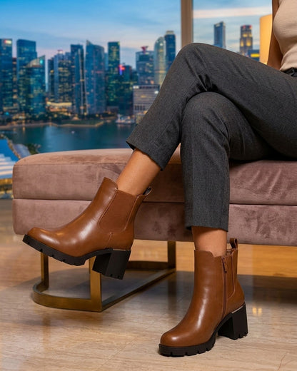 Bottines à cheville élastiquée - Camel