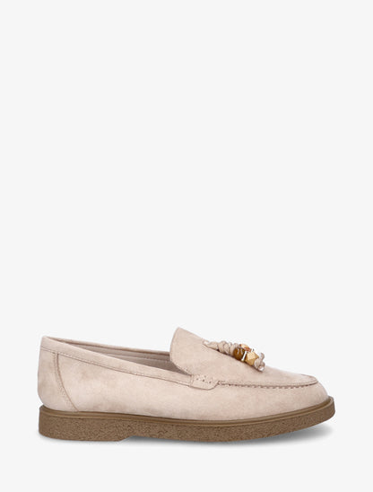 Mocassins suédine à pampilles perlées - Beige - 1