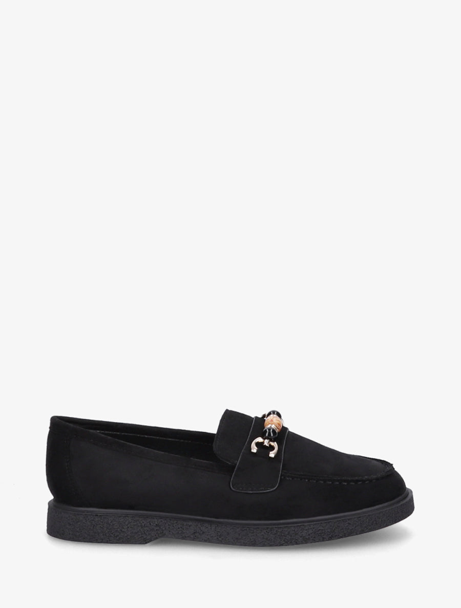 Mocassins suédine à perles - Noir - 1