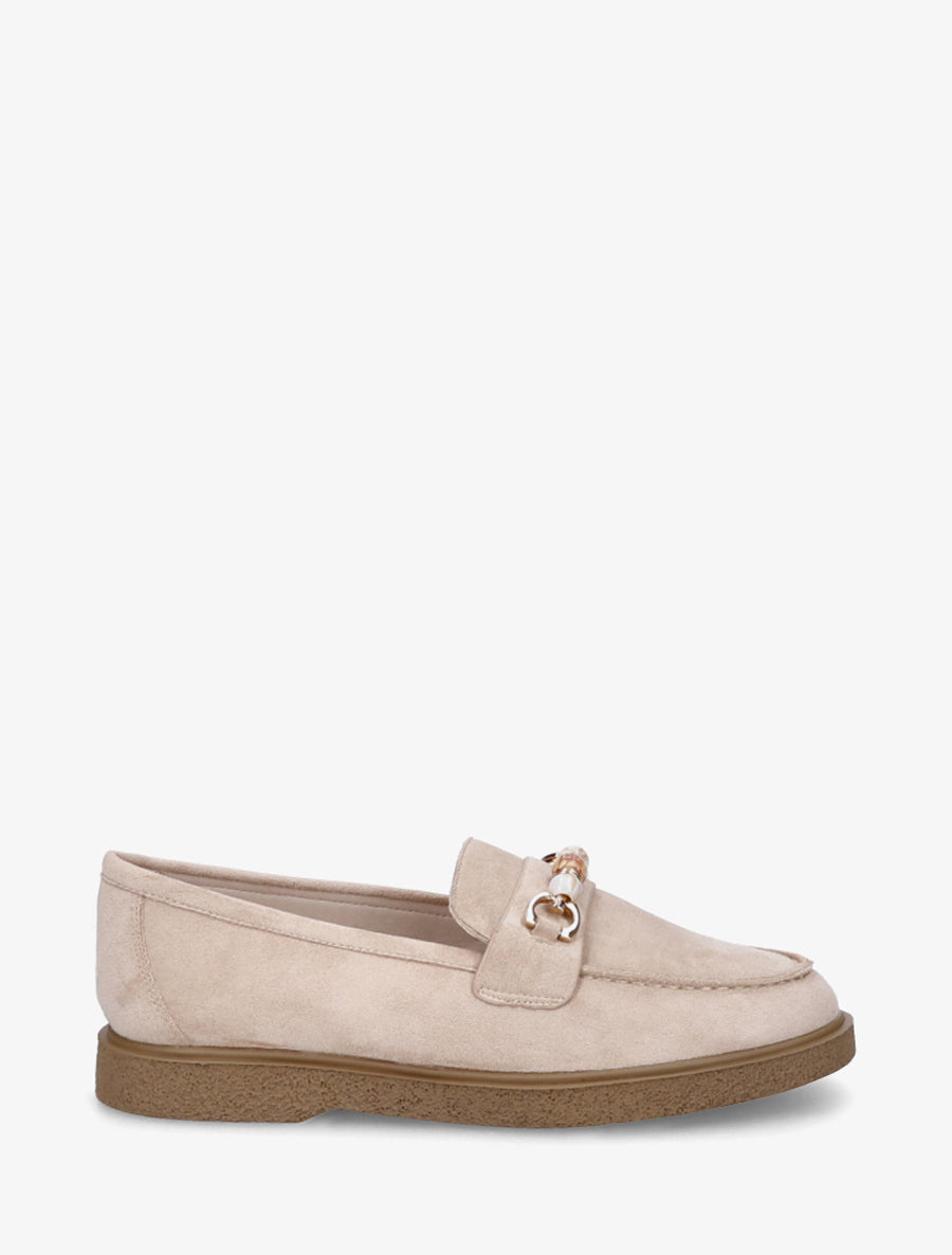Mocassins suédine à perles - Beige - 1