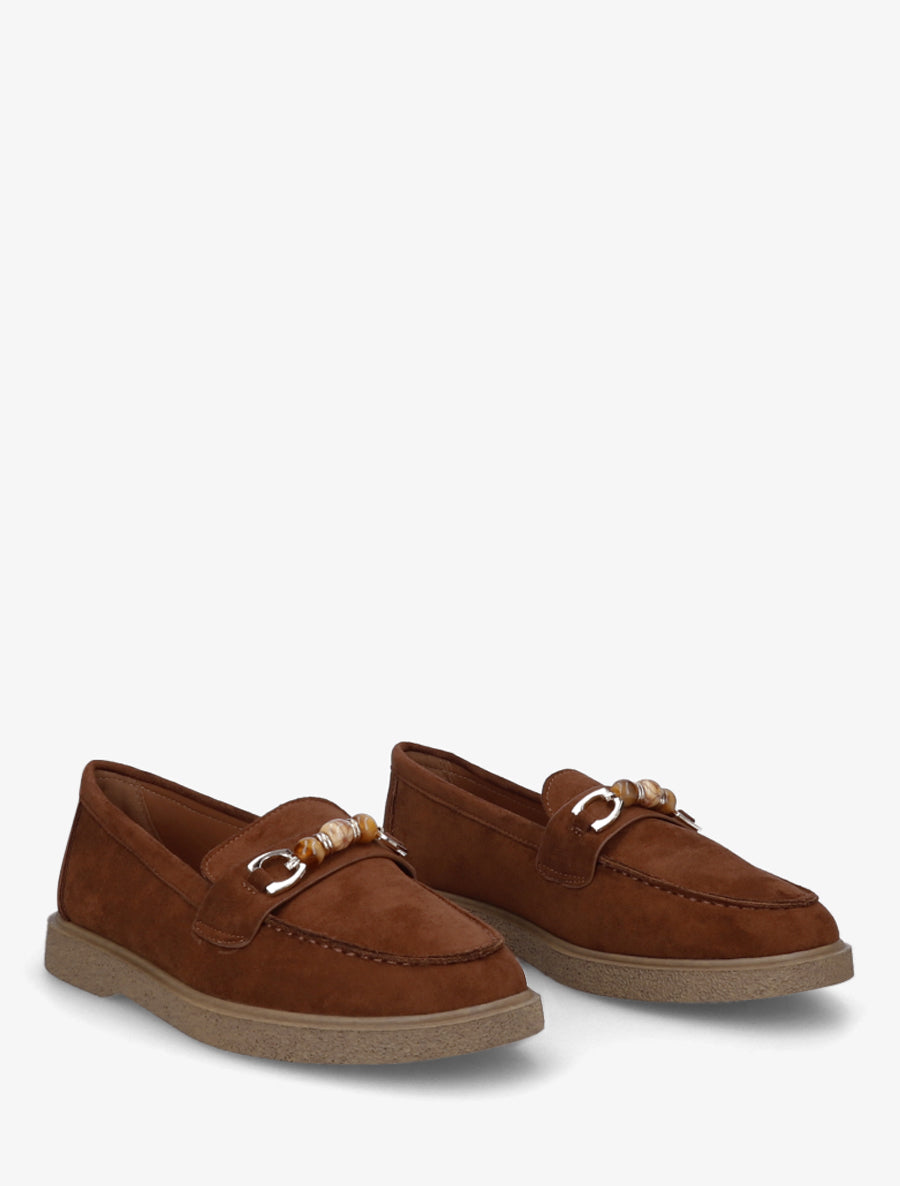 Mocassins suédine à perles - Camel - 4